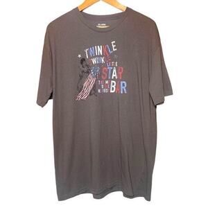 Patriotic Pride American Woman Gray Graphic Tee Flag Twinkle Star Bar Plus Sz 2X